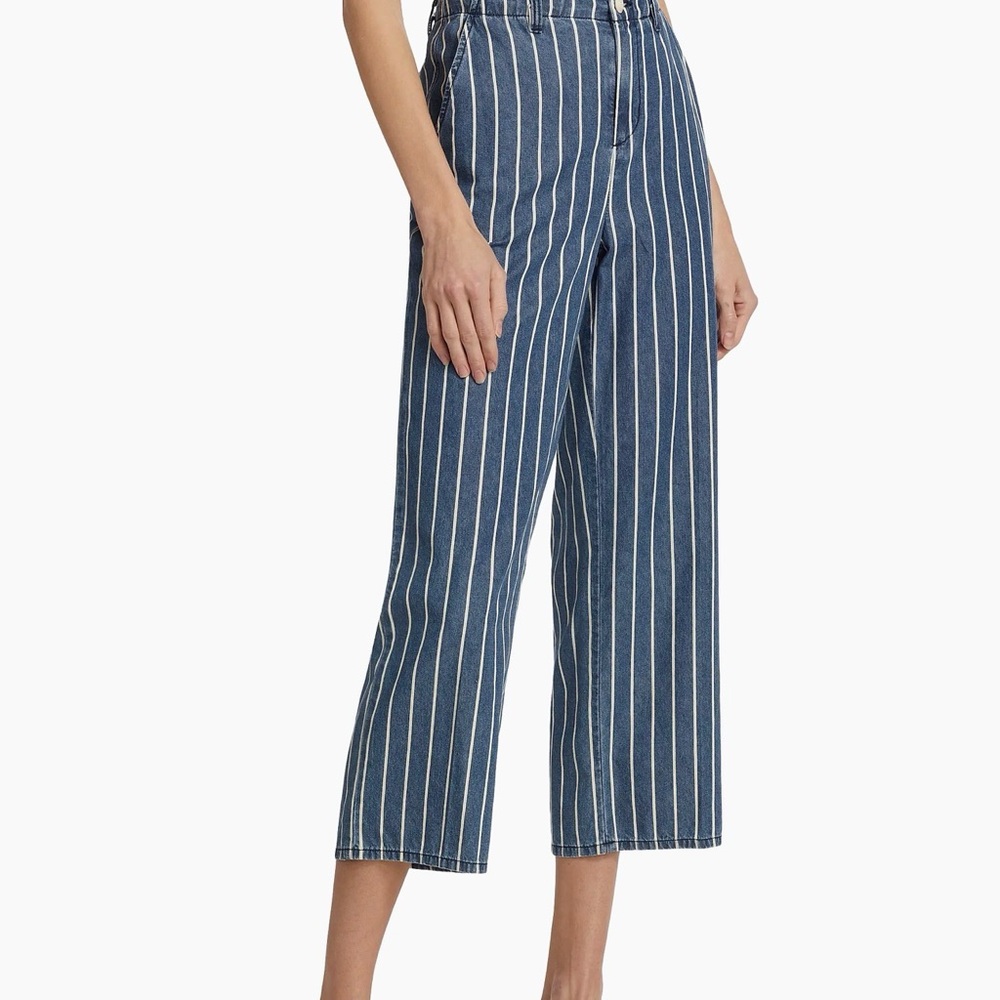 L'AGENCE Navy and White Striped Denim